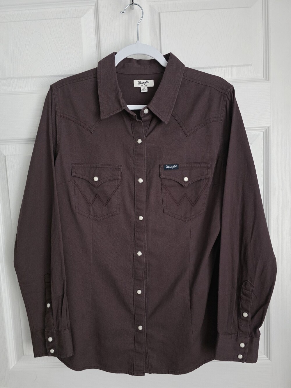 Wrangler Retro Women's Western Pearl Snap Long Sleeve Shirt Fudge Purple Size M